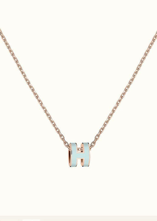 [Lumi Jewellery]POP H LIGHT BLUE NECKLACE