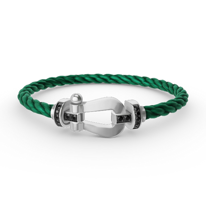 [Lumi Jewellery]FORCE LARGE HORSESHOE BLACK DIAMOND BRACELET SILVER