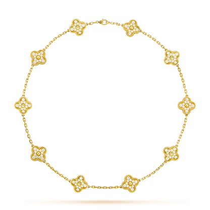 [Lumi Jewellery]CLOVER 10 MOTIFS DIAMOND NECKLACE