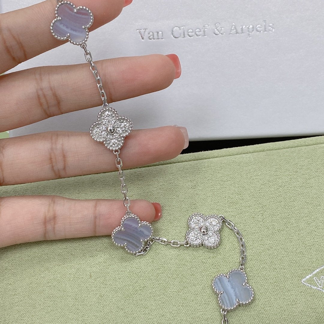 [Lumi Jewellery] CLOVER 5 MOTIF PURPLE CHALCEDONY BRACELET COLLECTION