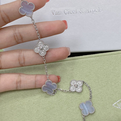 [Lumi Jewellery] CLOVER 5 MOTIF PURPLE CHALCEDONY BRACELET COLLECTION