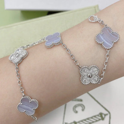 [Lumi Jewellery] CLOVER 5 MOTIF PURPLE CHALCEDONY BRACELET COLLECTION