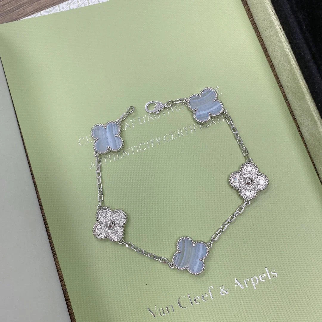 [Lumi Jewellery] CLOVER 5 MOTIF PURPLE CHALCEDONY BRACELET COLLECTION