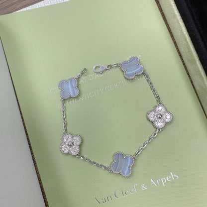 [Lumi Jewellery] CLOVER 5 MOTIF PURPLE CHALCEDONY BRACELET COLLECTION