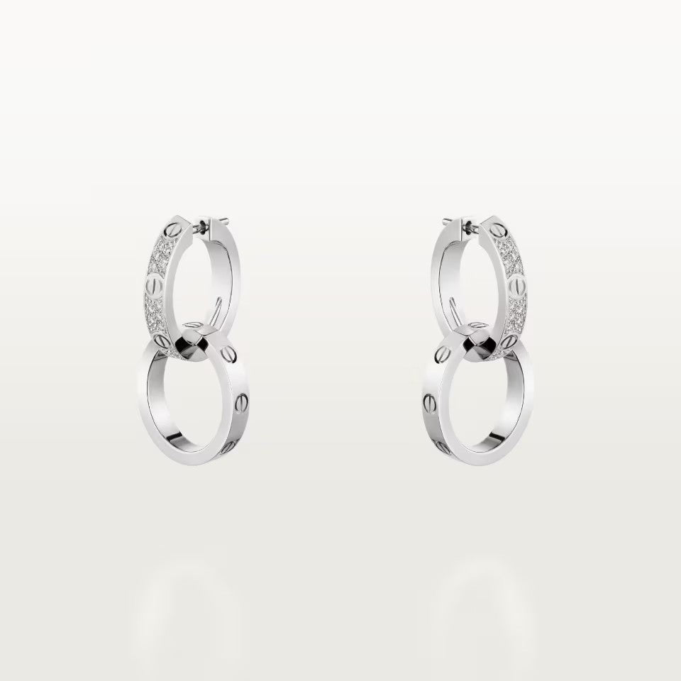[Lumi Jewelery]LOVE 3.3MM DANGLE HALF DIAMOND EARRINGS