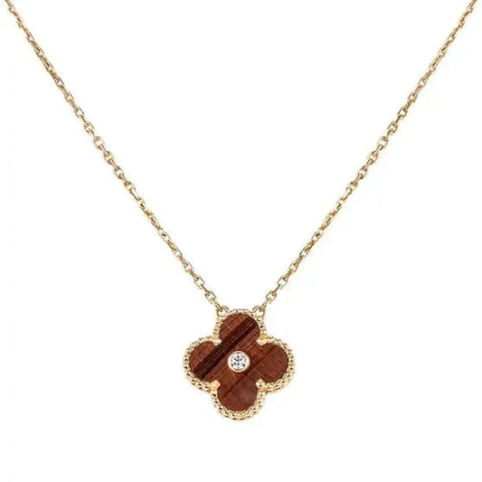 [Lumi Jewellery]CLOVER 15MM DIAMOND AND YELLOW TIGER'S EYE AGATE necklace