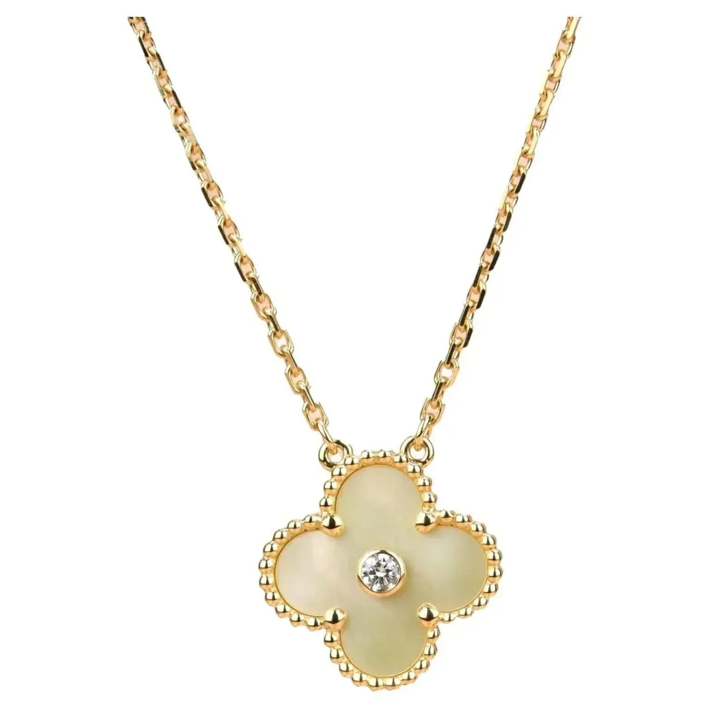 [Lumi Jewellery]CLOVER 15MM DIAMOND GOLD MOTHER OF PEARL NECKLACE
