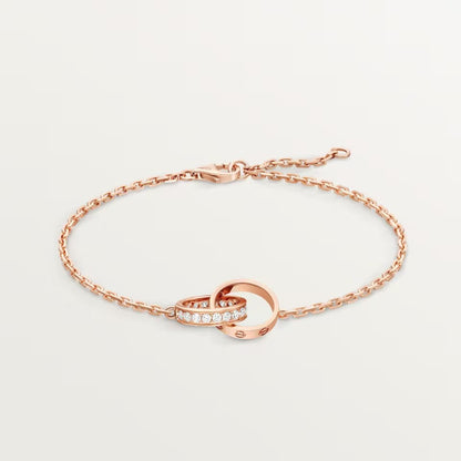 [Lumi Jewelery]LOVE DOUBLE RING HALF DIAMOND BRACELET