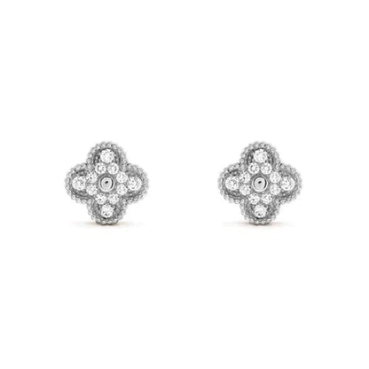 [Lumi Jewellery]CLOVER 1 MOTIFS DIAMOND STUD EARRINGS SILVER