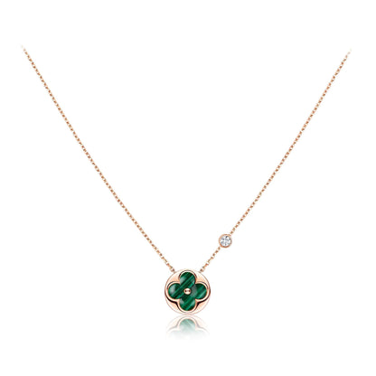 [Lumi Jewellery]SUN PEDANT PINK GOLD 1 DIAMOND NECKLACE