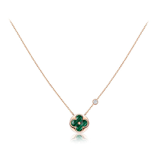 [Lumi Jewellery]SUN PEDANT PINK GOLD 1 DIAMOND NECKLACE