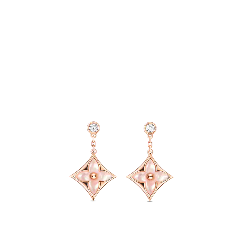 [Lumi Jewellery]DOUBLE STAR PINK GOLD MOP DROP EARRINGS