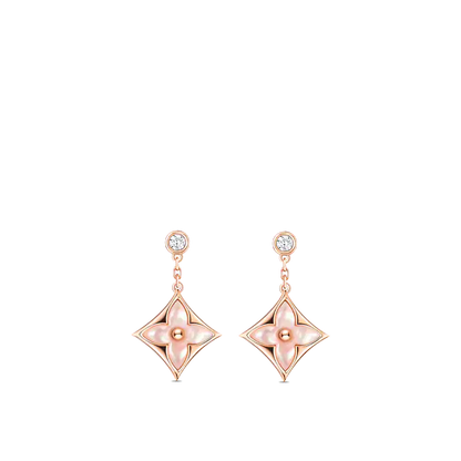 [Lumi Jewellery]DOUBLE STAR PINK GOLD MOP DROP EARRINGS