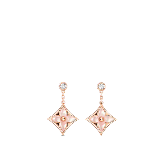 [Lumi Jewellery]DOUBLE STAR PINK GOLD MOP DROP EARRINGS