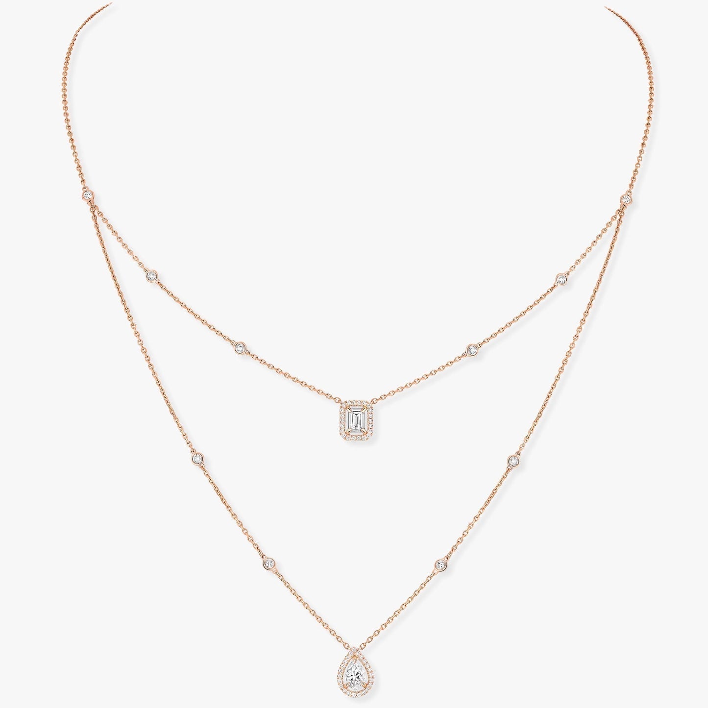 [Lumi]MY TWIN 2 ROW DIAMOND NECKLACE