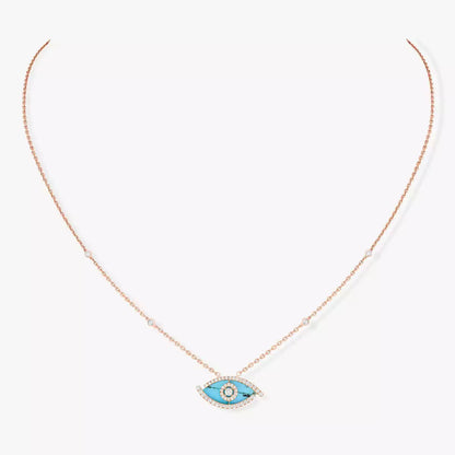 [Lumi]Lucky Eye Diamond Necklace in Rose Gold and Turquoise