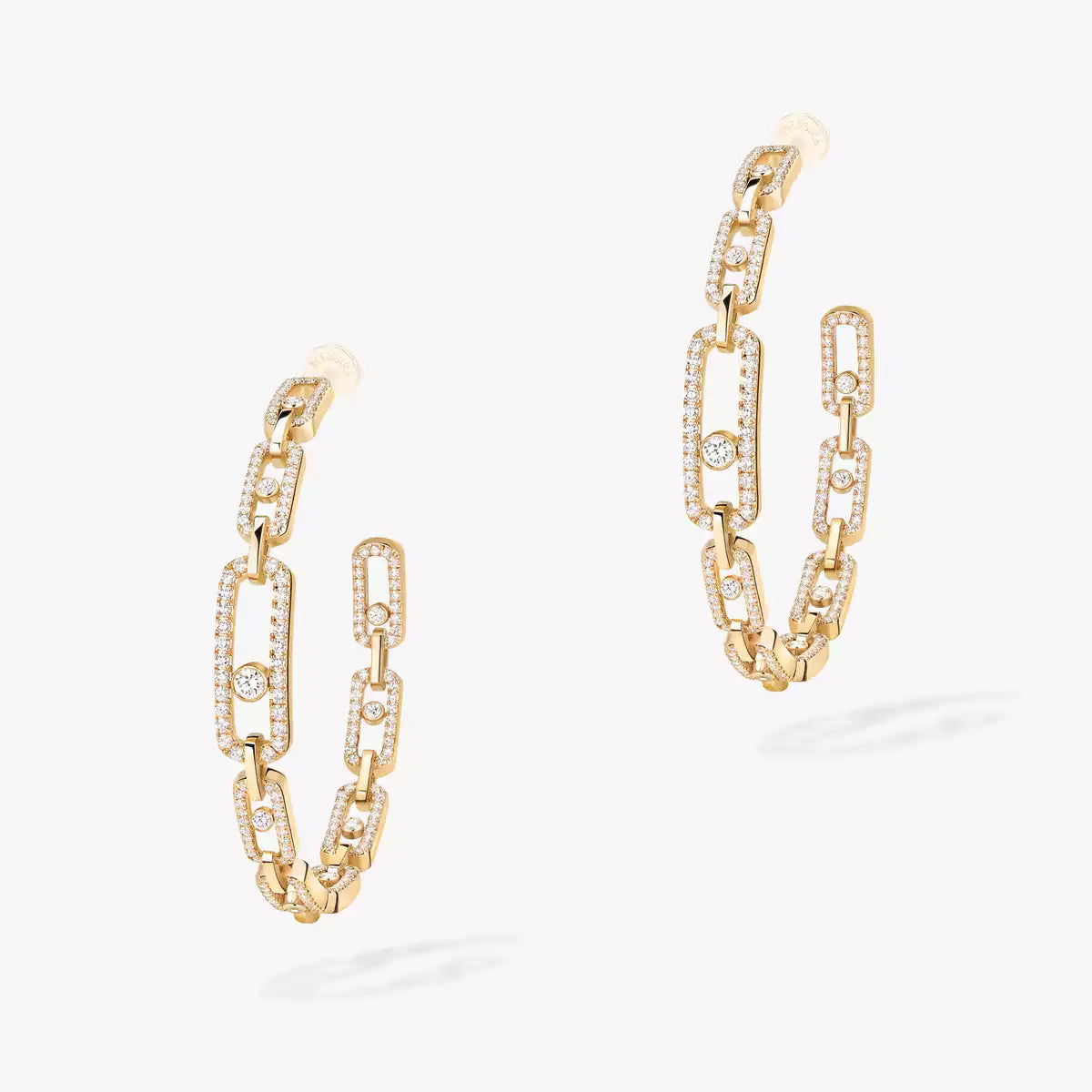 [[Lumi]Move Link Diamond Hoop Earrings
