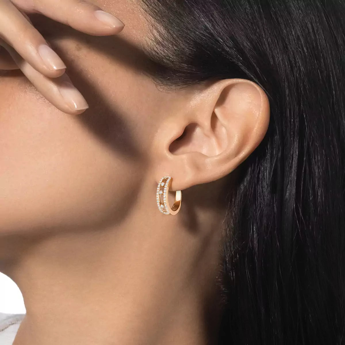 [Lumi Jewels]Diamond Pave_ Hoop Earrings Move
