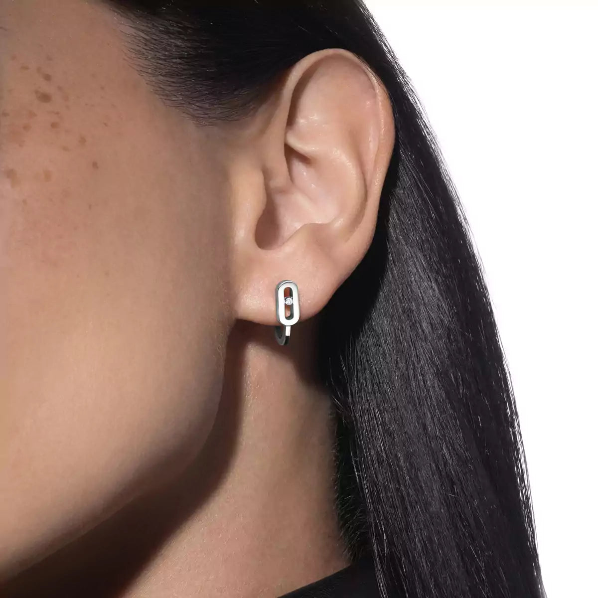 [Lumi]Diamond Mini Hoop Earrings Move Classique
