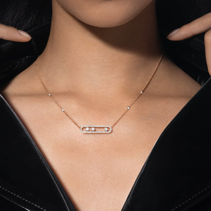 [Lumi] Move Pave_ Rose Gold Diamond Necklace