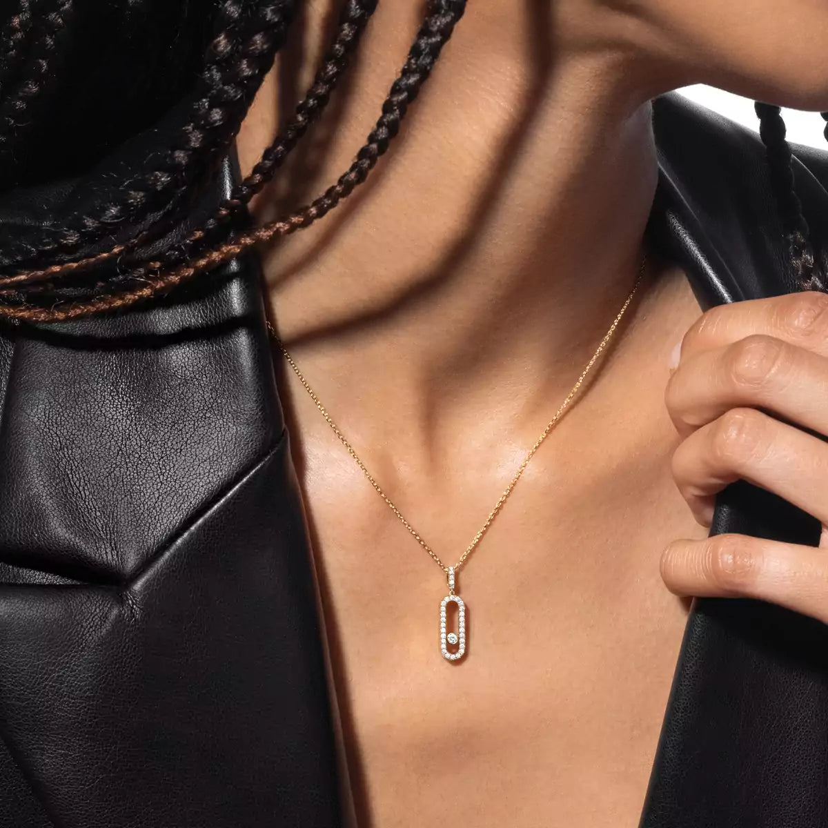 [Lumi]Move Uno Diamond Necklace in Rose Gold