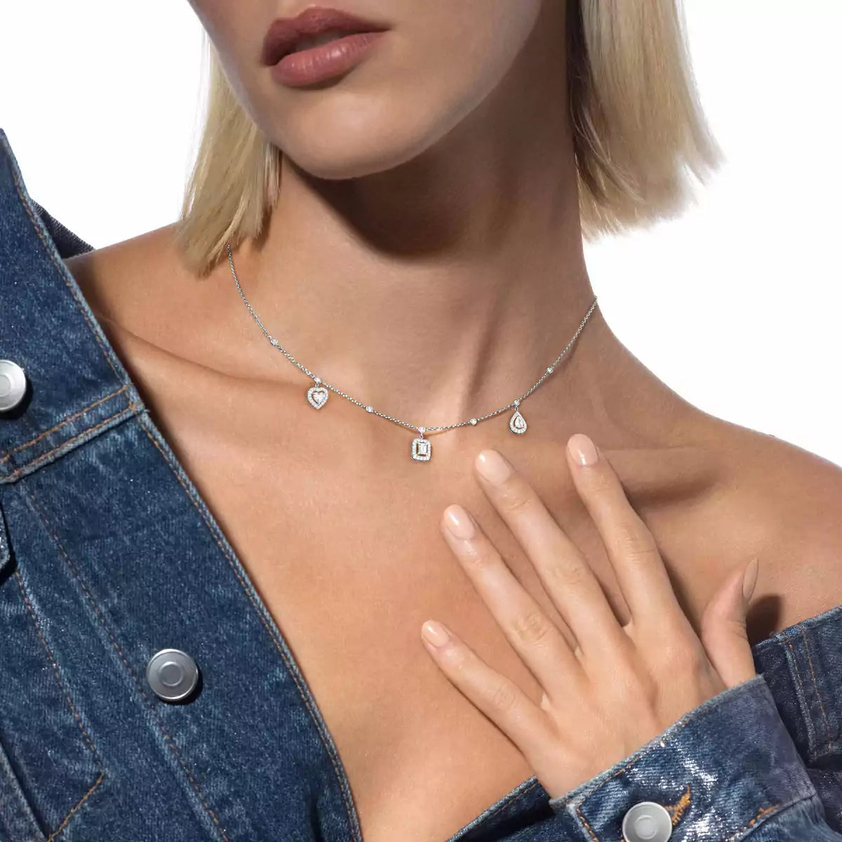 [Lumi]My Twin Diamond Necklace in Silver