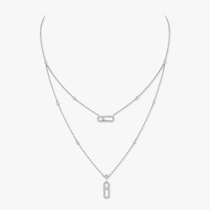 [Lumi Jewels]2 Rows Rose Gold Diamond Pave_ Necklace Move Uno