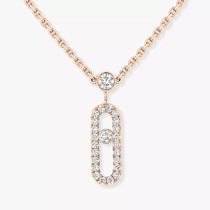 [Lumi]2 Rows Rose Gold Diamond Pave_ Necklace Move Uno