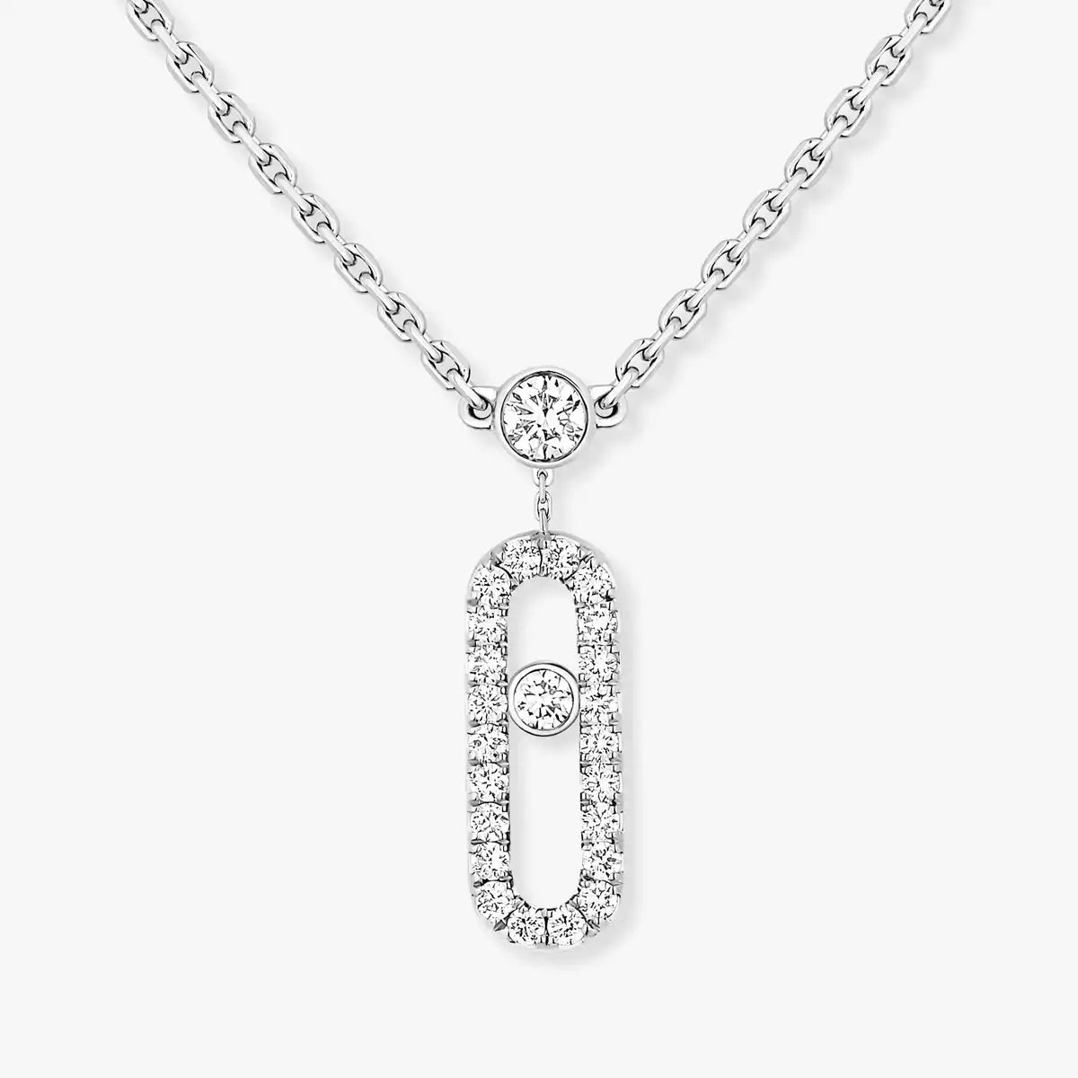 [Lumi]2 Rows Rose Gold Diamond Pave_ Necklace Move Uno