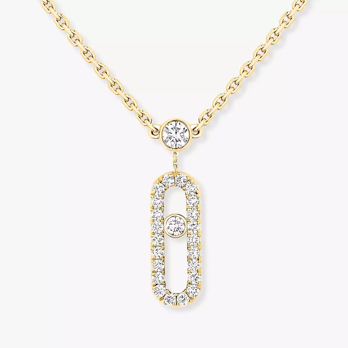 [Lumi]2 Rows Rose Gold Diamond Pave_ Necklace Move Uno