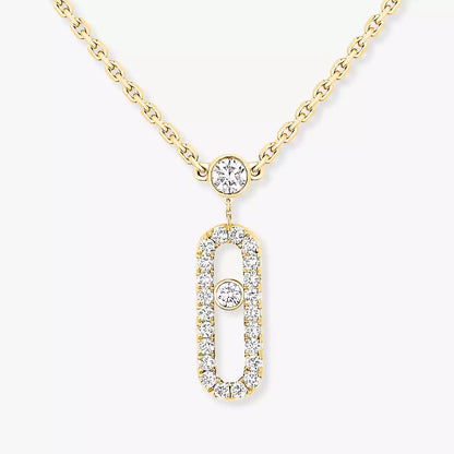[Lumi]2 Rows Rose Gold Diamond Pave_ Necklace Move Uno