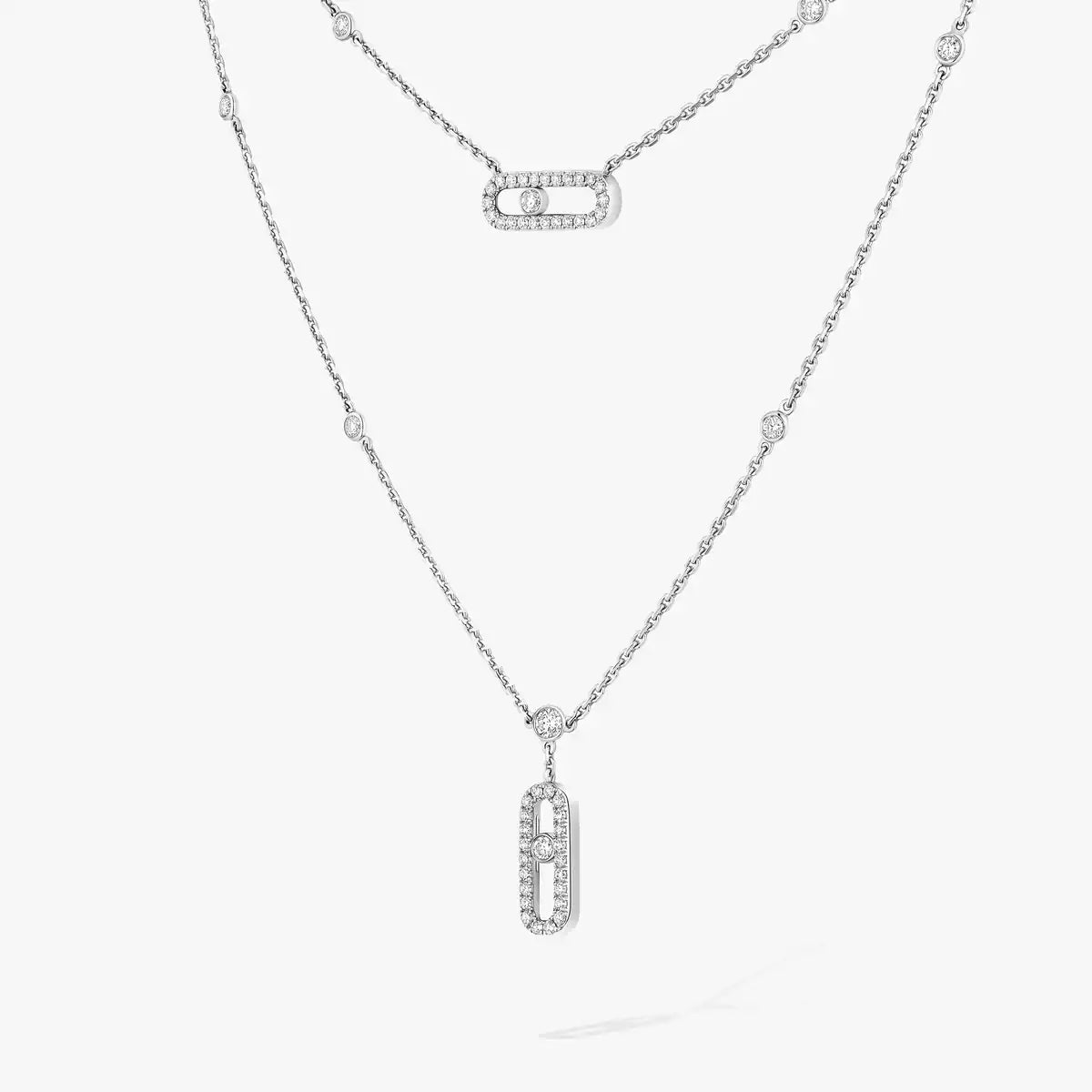 [Lumi]2 Rows Rose Gold Diamond Pave_ Necklace Move Uno