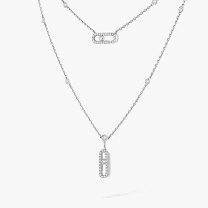 [Lumi]2 Rows Rose Gold Diamond Pave_ Necklace Move Uno