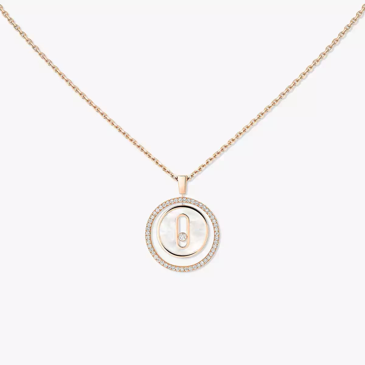 [Lumi Jewels]Lucky Move Diamond Necklace in Rose Gold and White Mother-of-Pearl