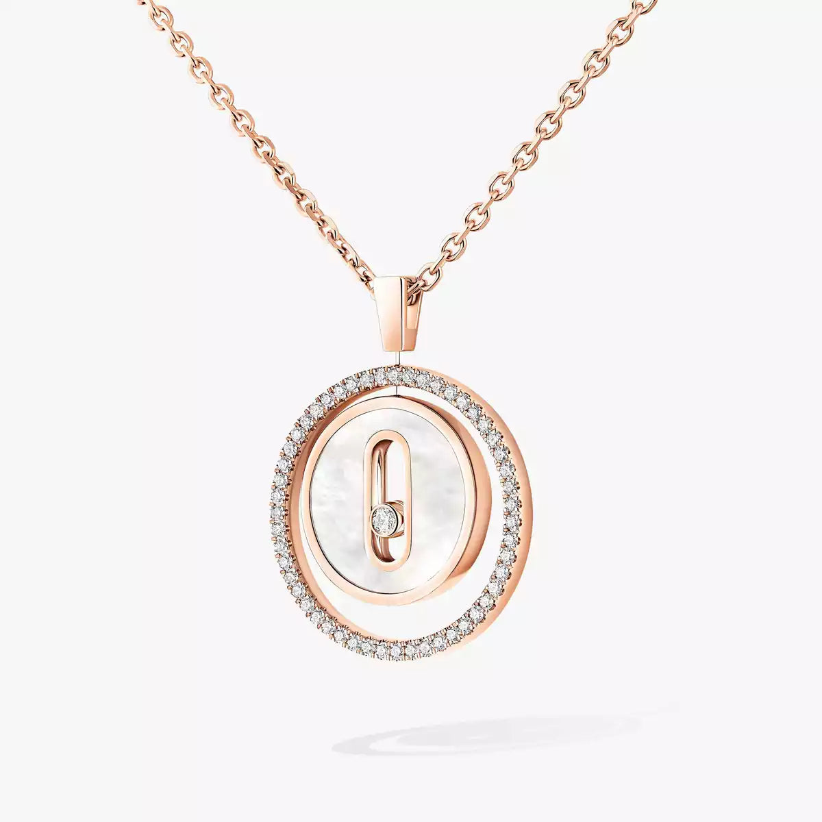 [Lumi]Lucky Move Diamond Necklace in Rose Gold and White Mother-of-Pearl