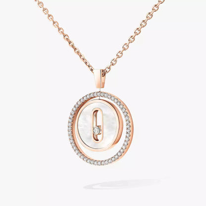 [Lumi]Lucky Move Diamond Necklace in Rose Gold and White Mother-of-Pearl