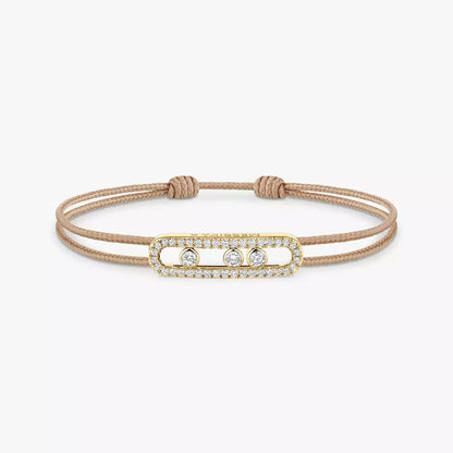 [Lumi]Messika Care(s) pink cord pav茅 bracelet