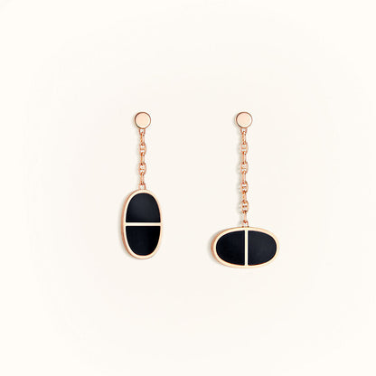 [Lumi Jewellery]CHAINE VERSO BLACK CERAMIC EARRINGS