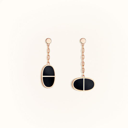 [Lumi Jewellery]CHAINE VERSO BLACK CERAMIC EARRINGS