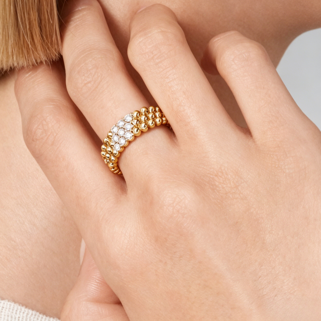 [Lumi Jewels]THREE-ROW DIAMOND RING