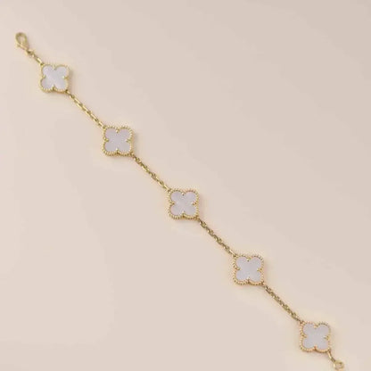 [Lumi Jewellery]CLOVER WHITE PEARL MOP 5 MOTIF BRACELET COLLECTION