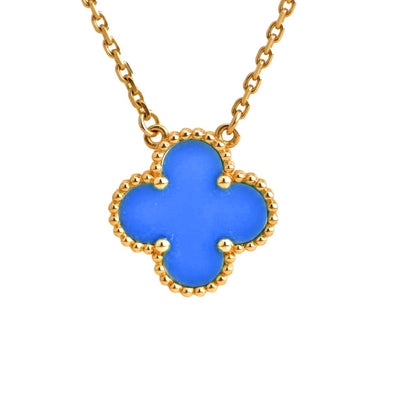 [Lumi Jewellery]CLOVER 15MM BLUE AGATE NECKLACE