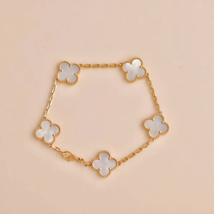 [Lumi Jewellery]CLOVER WHITE PEARL MOP 5 MOTIF BRACELET COLLECTION