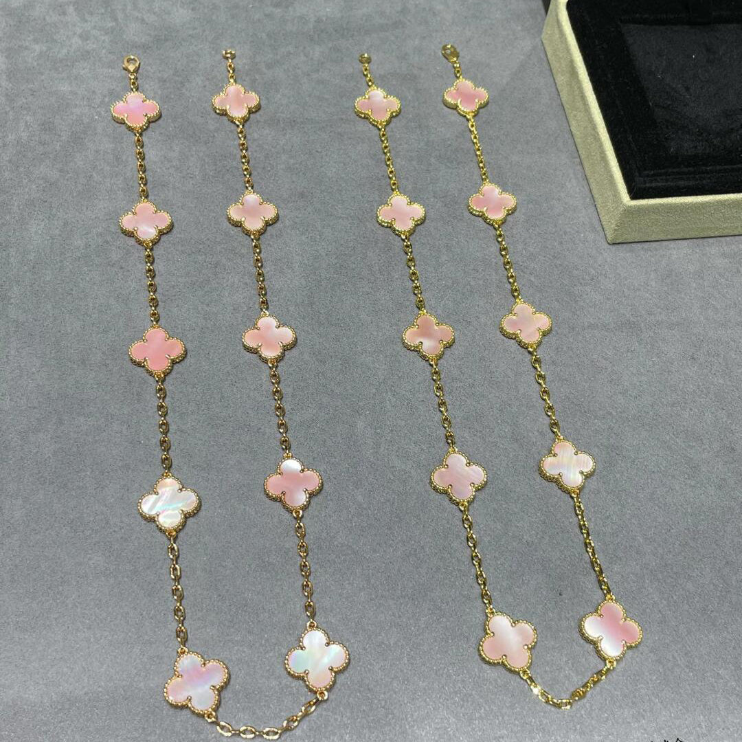 [Lumi Jewellery]CLOVER 10 MOTIFS PINK MOP NECKLACE