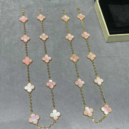 [Lumi Jewellery]CLOVER 10 MOTIFS PINK MOP NECKLACE