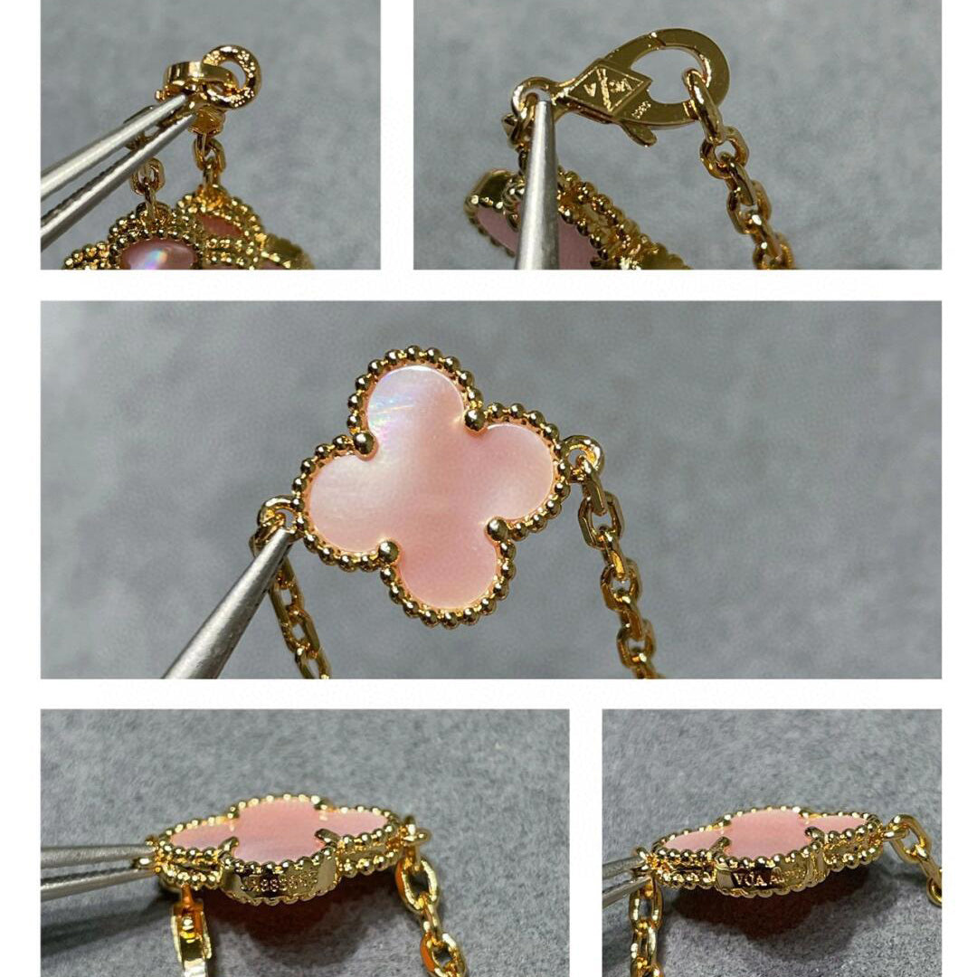 [Lumi Jewellery]CLOVER 10 MOTIFS PINK MOP NECKLACE