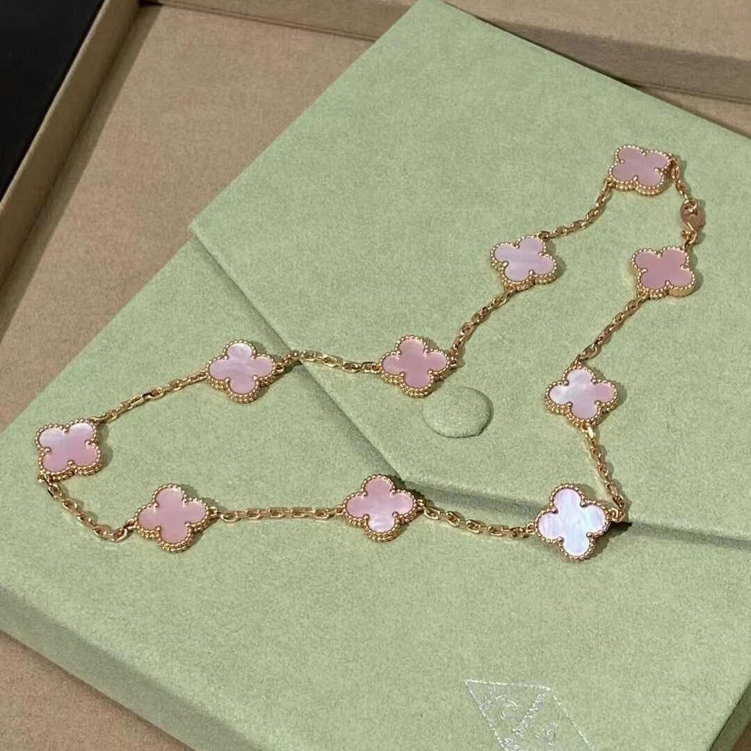 [Lumi Jewellery]CLOVER 10 MOTIFS PINK MOP NECKLACE