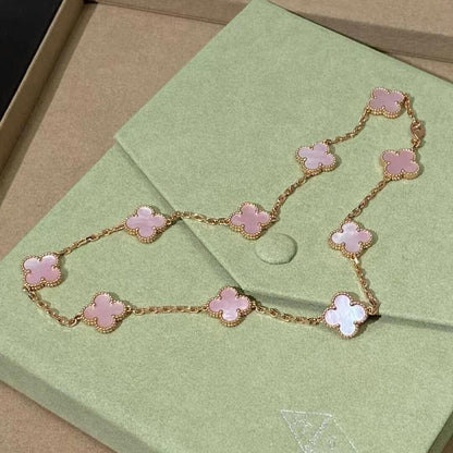 [Lumi Jewellery]CLOVER 10 MOTIFS PINK MOP NECKLACE