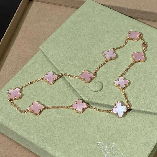 [Lumi Jewellery]CLOVER 10 MOTIFS PINK MOP NECKLACE