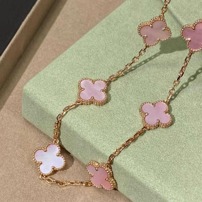 [Lumi Jewellery]CLOVER 10 MOTIFS PINK MOP NECKLACE